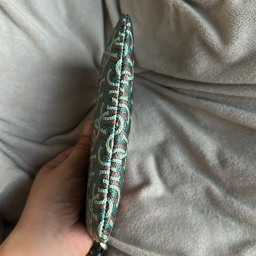 Coach Black and Green Monogram Clutch